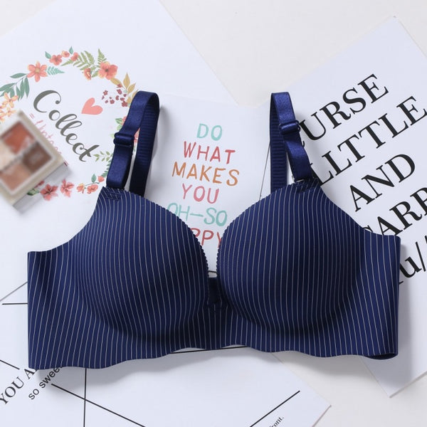 Without Rim Bra Gathered On Thin Thick Bra Ladies Seamless Underwear Set