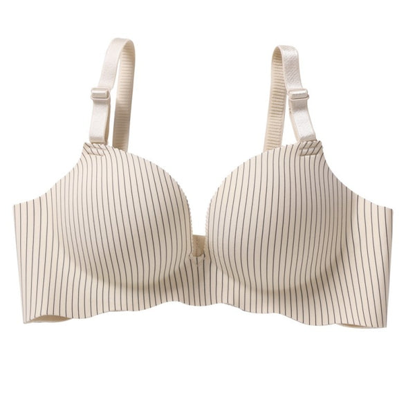 Without Rim Bra Gathered On Thin Thick Bra Ladies Seamless Underwear Set