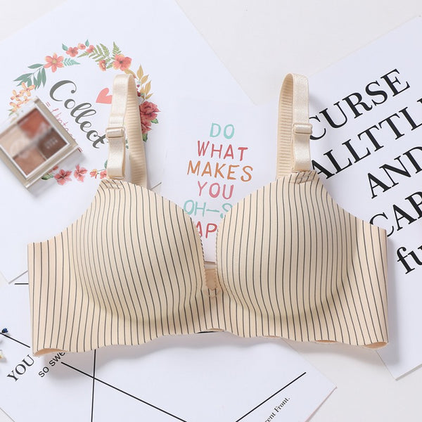 Without Rim Bra Gathered On Thin Thick Bra Ladies Seamless Underwear Set
