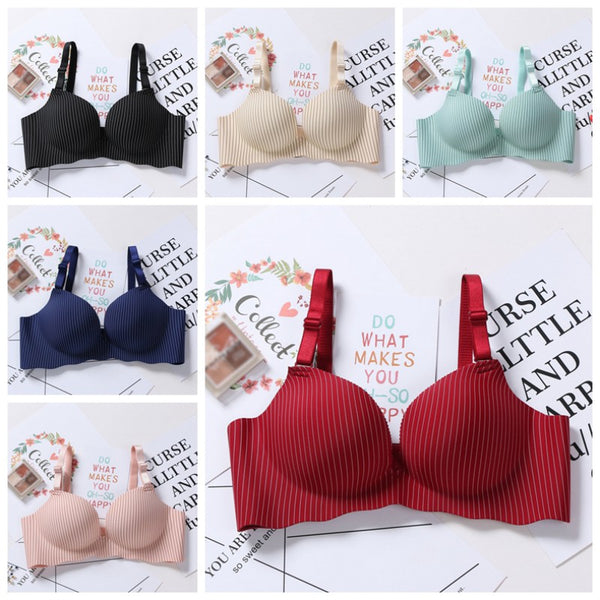 Without Rim Bra Gathered On Thin Thick Bra Ladies Seamless Underwear Set